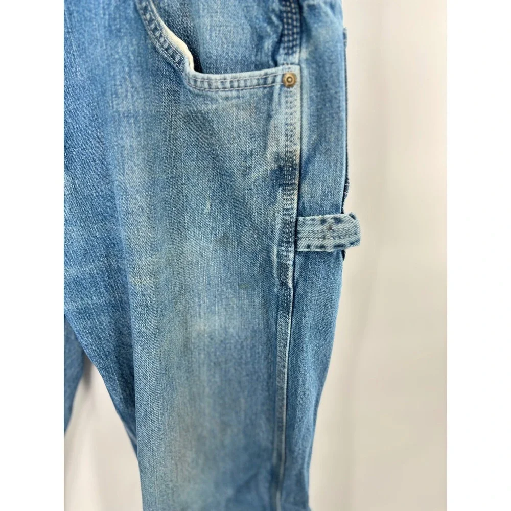 Key Industries Y2K Carpenter Jeans Mens 36x32 Workwear Faded Blue Heavy Denim